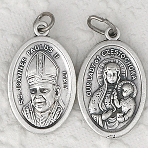 Saint John Paul II/Lady of Czestochowa Double Sided Medal Oxi Medal 1" - Unique Catholic Gifts