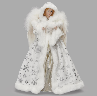 Snowflake Coat Angel Tree Topper 14"H