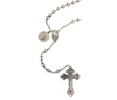 Silver Plated Pardon Cross Rosary with Benedict Medal