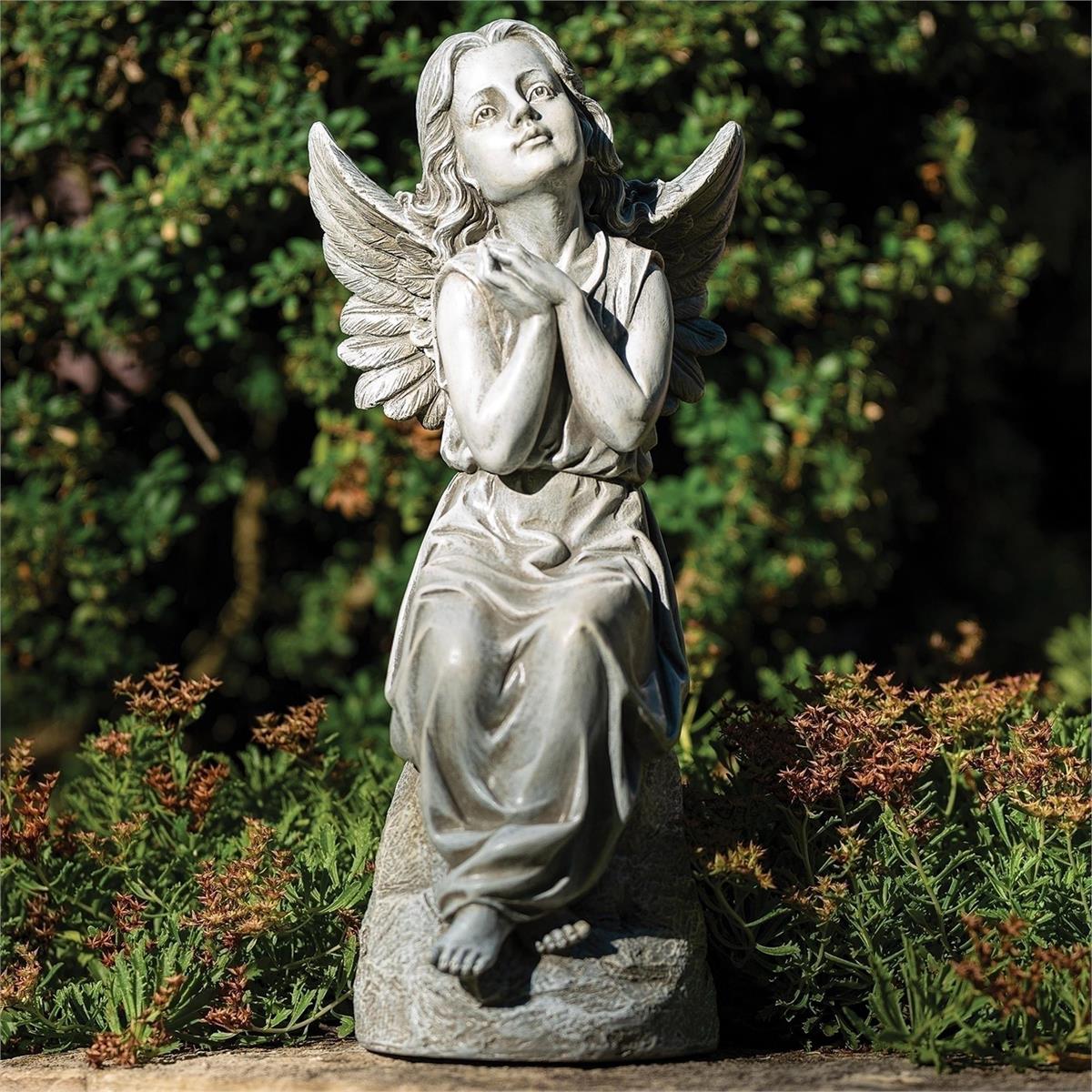 Sitting Angel Outdoor Garden Statue 16"