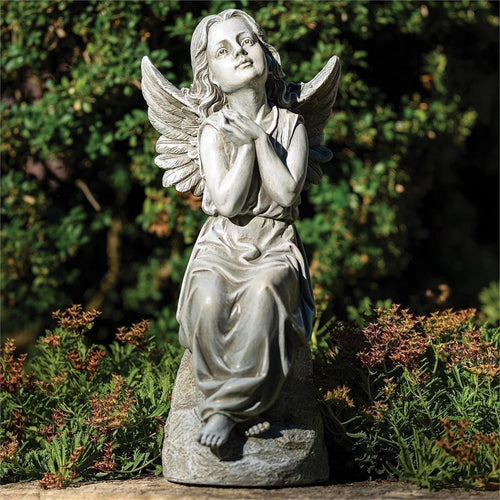 Sitting Angel Outdoor Garden Statue 16"