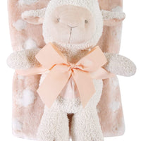 Snuggle Fleece Crib Blanket and Plush Toy Set (Pink Lamb) - Unique Catholic Gifts