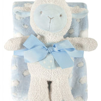 Snuggle Fleece Crib Blanket and Plush Toy Set (Blue Lamb) - Unique Catholic Gifts