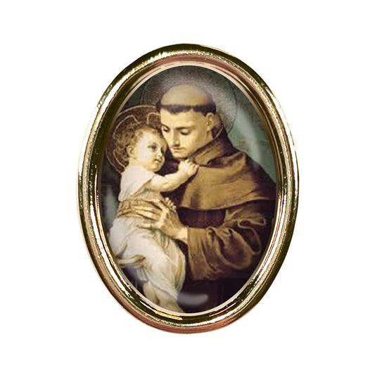 St. Anthony Photo Lapel Oval Pin 3/4"