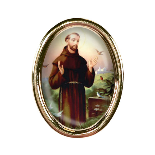 St.Francis of Assisi Photo Lapel Oval Pin 3/4"