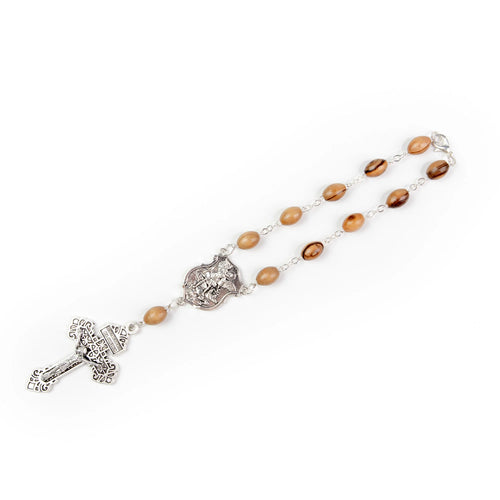 Saint Michael Holy Land Olive Wood Auto Rosary