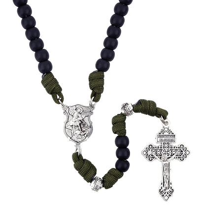 St. Michael Paracord Spiritual Warfare Rosary Black and Olive