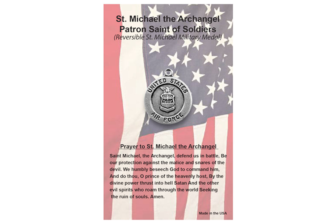 St. Michael Patron Saint of Soldiers Double Sided Air Force Medal on Prayer Card