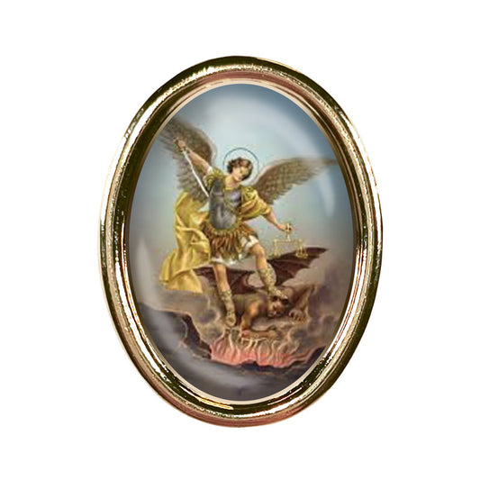 St. Michael Photo Lapel Oval Pin 3/4"