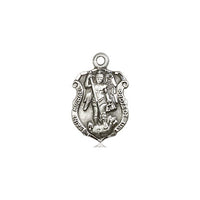 Sterling Silver St. Michael the Archangel Police Badge Medal 5/8" with 18" chain - Unique Catholic Gifts