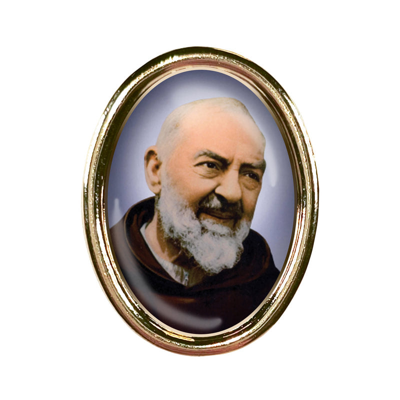 St. Padre Pio of Pietrelcina Photo Lapel Oval Pin 3/4"