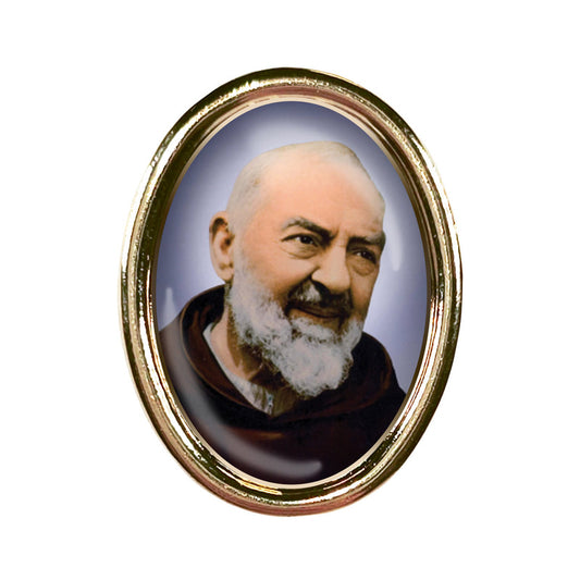 St. Padre Pio of Pietrelcina Photo Lapel Oval Pin 3/4"