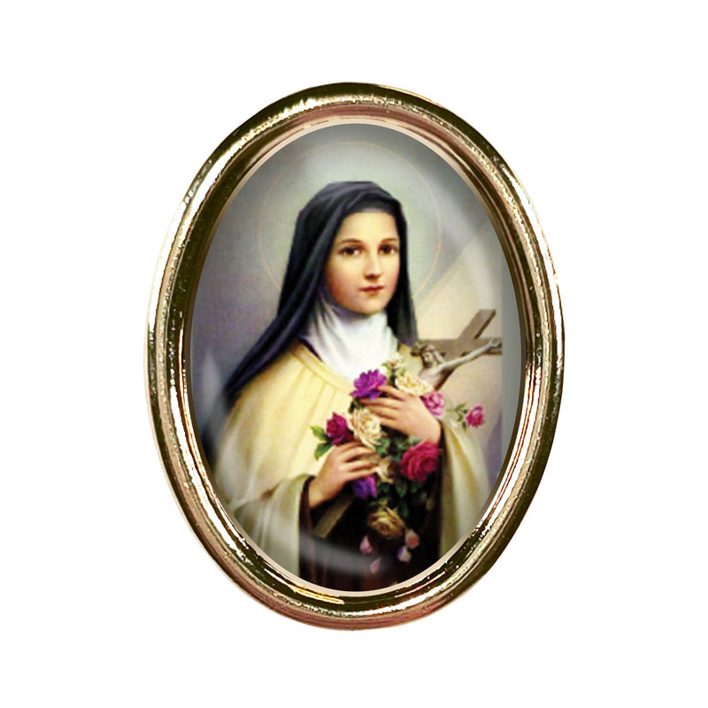 St. Therese of Lisieux Photo Lapel Oval Pin 3/4"
