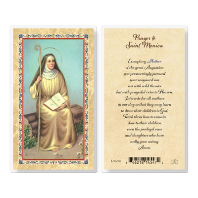 St Monica Prayer Biography Laminated Holy Card - Unique Catholic Gifts