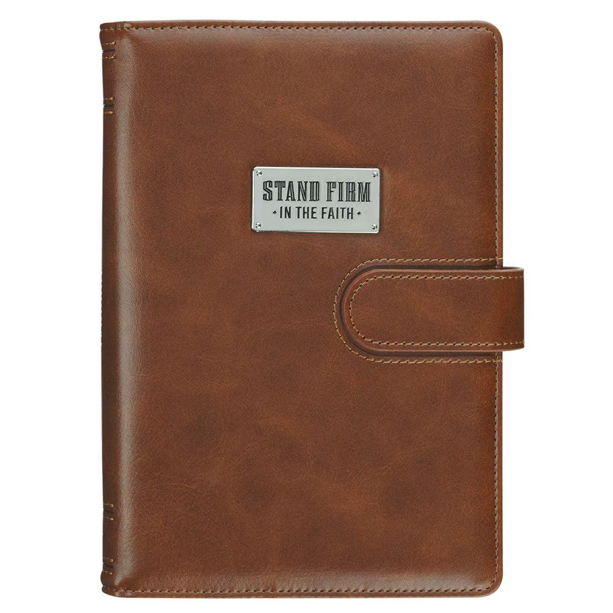 Stand Firm in the Faith Honey-Brown Faux Leather Journal Cover with Ma ...