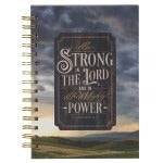 Be Strong in the Lord New Dawn large wirebound journal with Ephesians 6:10 text and sunrise landscape design