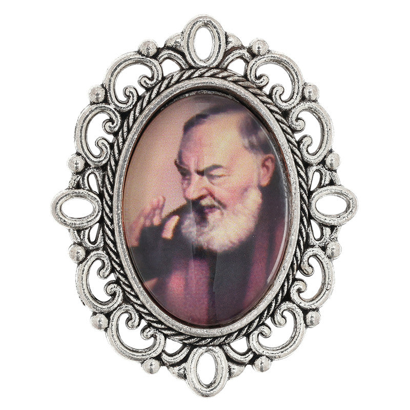 St. Padre Pio of Pietrelcina Lapel Oval Pin 1 1/4"H with box