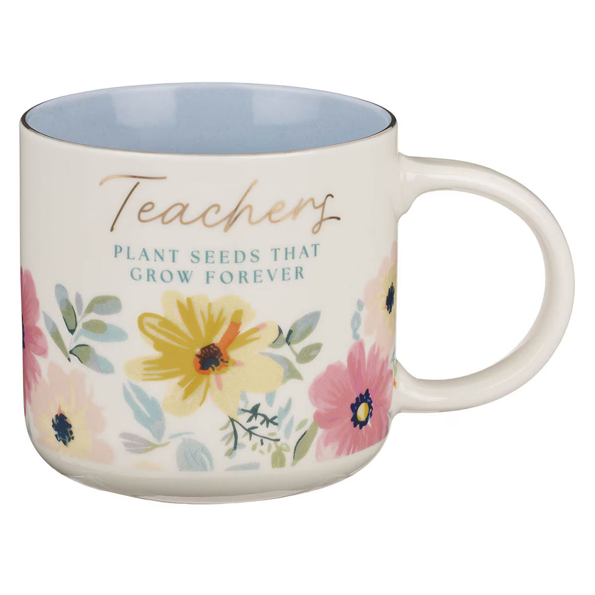Teachers Plant Seeds Blue Floral Ceramic Coffee Mug