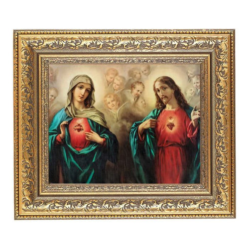 The Sacred Heart Print Ornate Gold Leaf Antique Framed 8" x 10"
