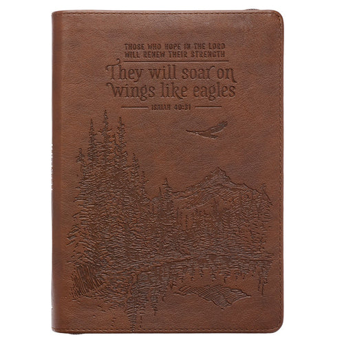 They will Soar on Wings like Eagles Faux Leather Journal with Zipper - Unique Catholic Gifts