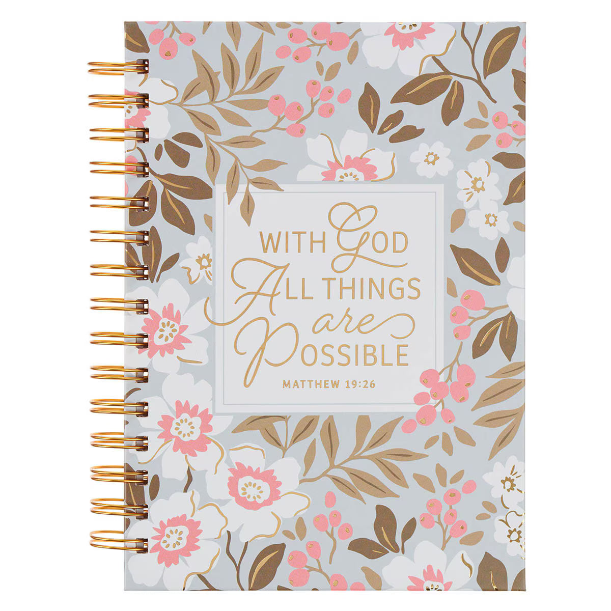 Things Are Possible White Poppy Spiral Journal - Matthew 19:26
