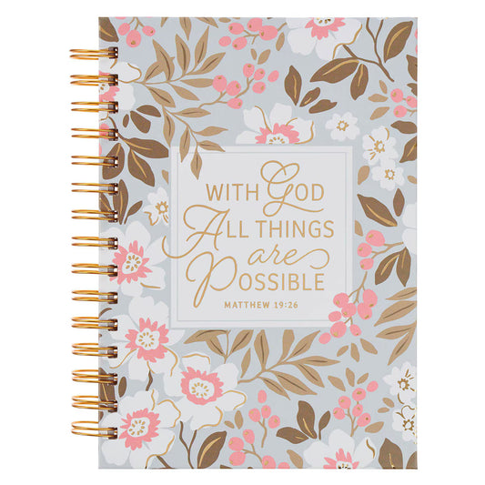 Things Are Possible White Poppy Spiral Journal - Matthew 19:26