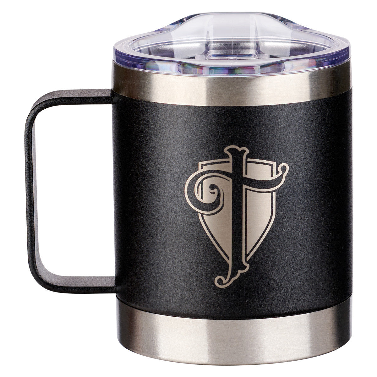 Trust in the LORD Black Camp-style Stainless Steel Mug  Proverbs 3:5 - Unique Catholic Gifts