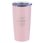 Trust in the Lord Pink Travel Mug - Proverbs 3:5 - Unique Catholic Gifts