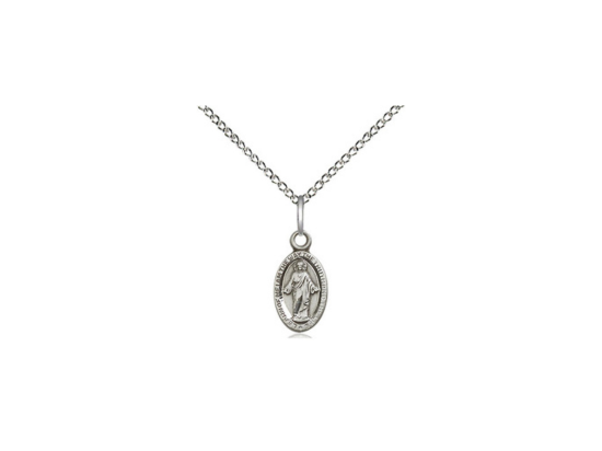 Sterling Silver Scapular Pendant on a 18 inch Sterling Silver Light Curb Chain