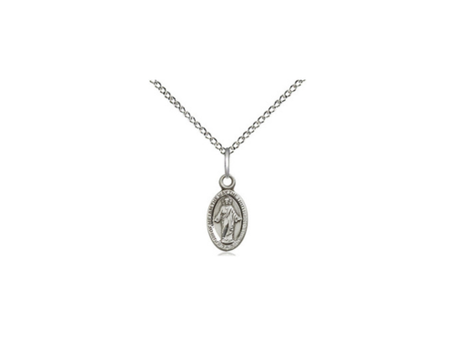 Sterling Silver Scapular Pendant on a 18 inch Sterling Silver Light Curb Chain