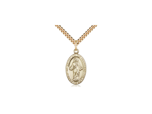 14kt Gold Filled Scapular Pendant on a 24 inch Gold Plate Heavy Curb Chain