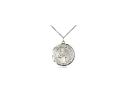 Colgante de plata esterlina St Agatha en una cadena de acera de luz de plata esterlina de 18 pulgadas.