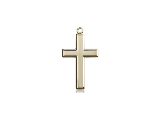 14kt Gold Filled Cross Pendant on a 24 inch Gold Plate Heavy Curb Chain.