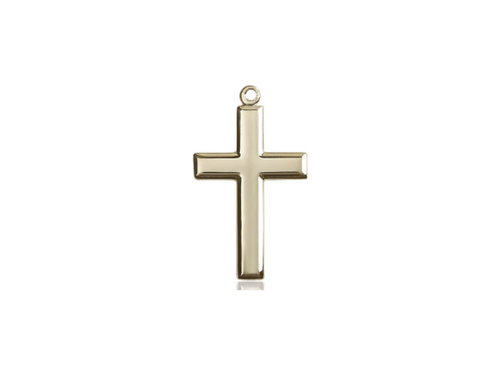 14kt Gold Filled Cross Pendant on a 24 inch Gold Plate Heavy Curb Chain.