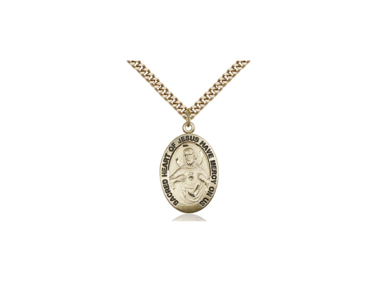 14kt Gold Scapular Pendant on Curb Chain