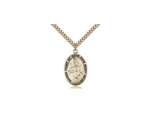 14kt Gold Scapular Pendant on Curb Chain