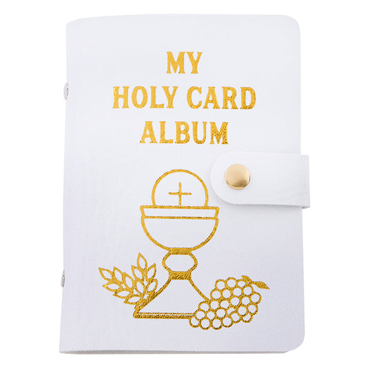 White First Communion Chalice Holy Card Holder