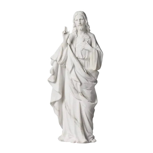 White Sacred Heart of Jesus Statue 8 1/4"