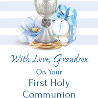With Love Grandson on Your Holy First Communion Greeting Card - Unique Catholic Gifts