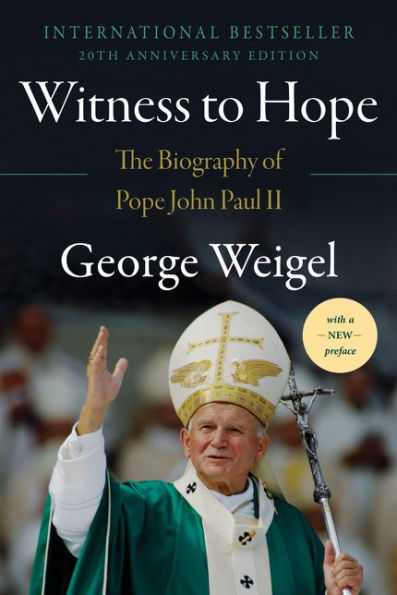 Hardcover book "Witness to Hope" biography of Pope John Paul II by George Weigel with image of pope in green vestments