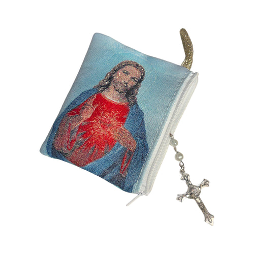 Sacred Heart of Jesus Rosary Pouch 3″ x 4″