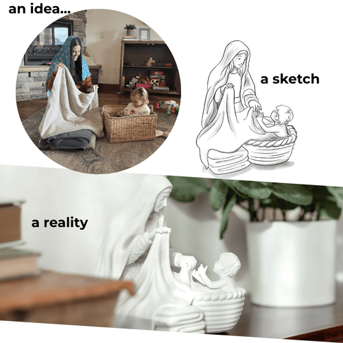 Hidden Moments Collection: Laundry with Jesus Catholic Mary Statue