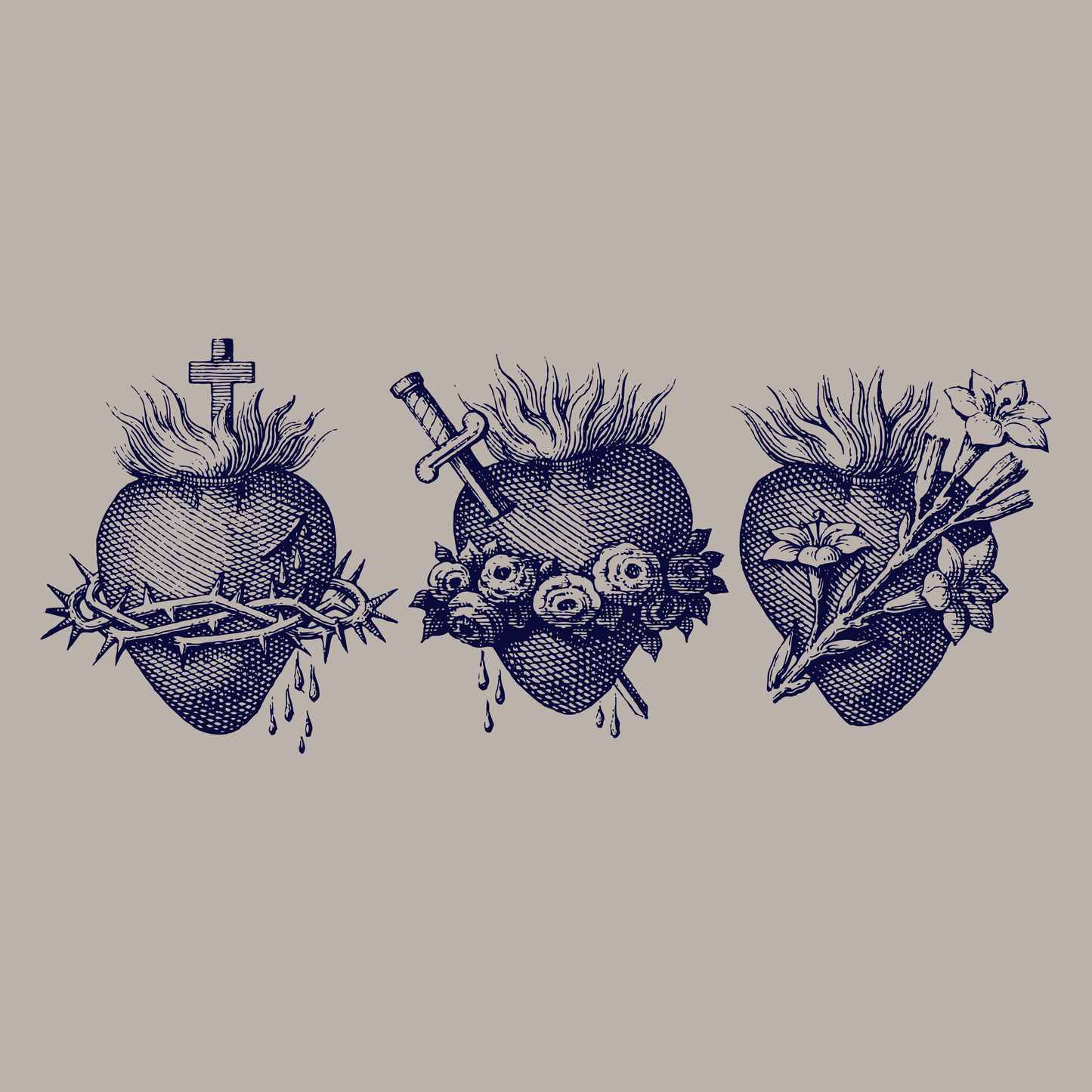 Holy Family Hearts | 3 Hearts of the Holy Family Tee: S