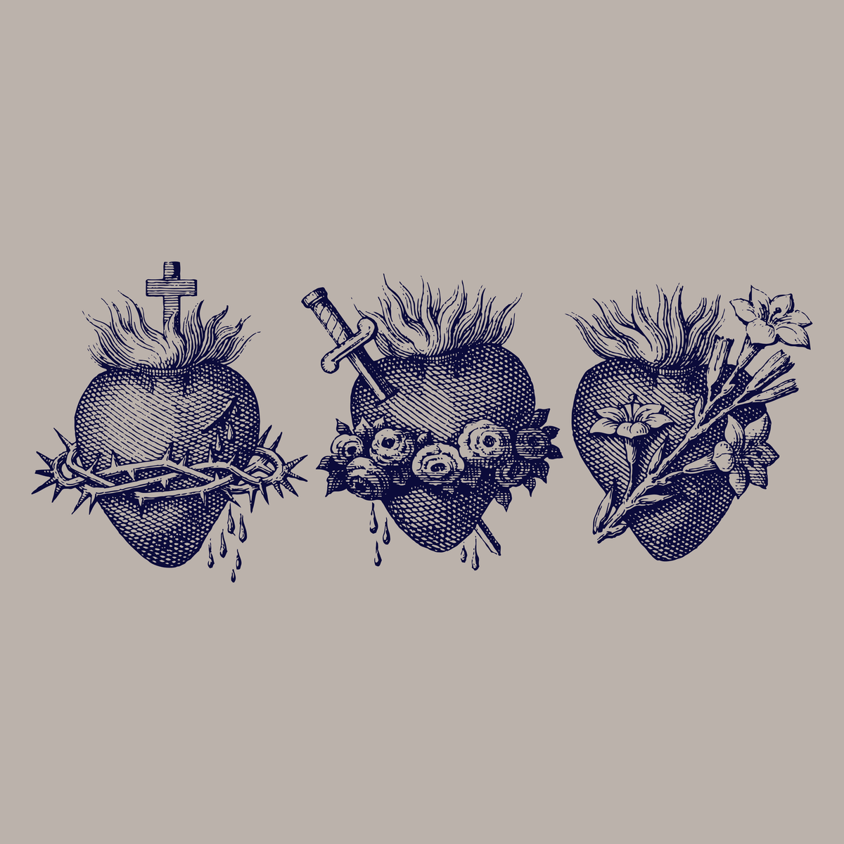 Holy Family Hearts | 3 Hearts of the Holy Family Tee: L
