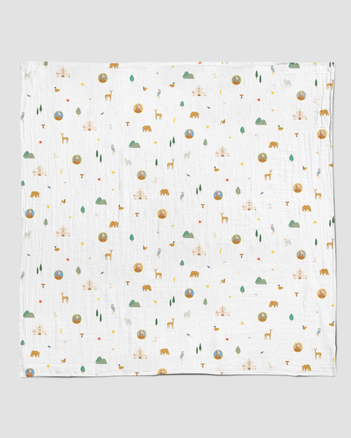 Saint Francis Muslin Swaddle Baby Blanket: Saint Francis