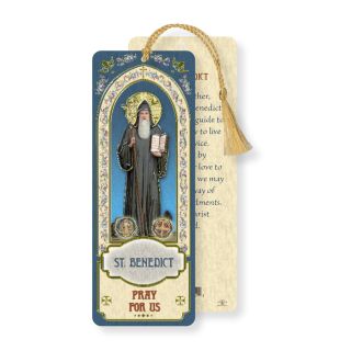 Saint Benedict Laminated Tasseled Bookmark