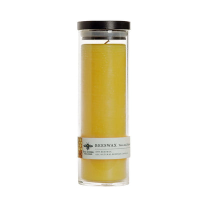 12.5 oz Sanctuary glass candle made of 100% pure beeswax with black lid and burn time up to 90 hours