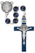 Blue Wood Benedict Rosary (8mm) - Unique Catholic Gifts