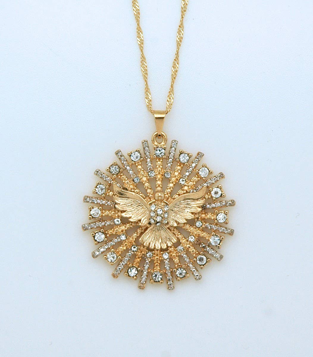 Holy Spirit Gold Plated Pendant Necklace