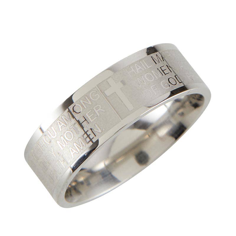 Hail Mry Stain Stel Lasr Ring